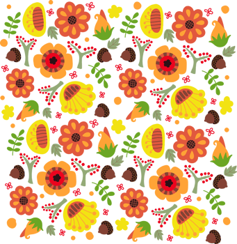 Acorns and Floral Wallpaper Background png
