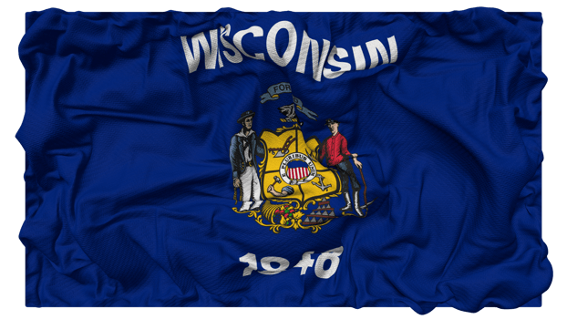 State of Wisconsin Flag Waves with Realistic Bump Texture, Flag Background, 3D Rendering png