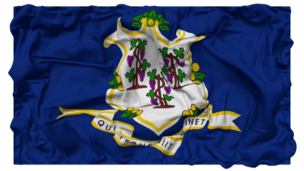 State of Connecticut Flag Waves with Realistic Bump Texture, Flag Background, 3D Rendering png