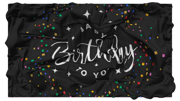 Happy Birthday to You Flag Waves with Realistic Bump Texture, Flag Background, 3D Rendering png