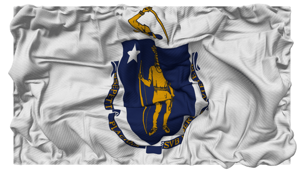 State of Massachusetts Flag Waves with Realistic Bump Texture, Flag Background, 3D Rendering png