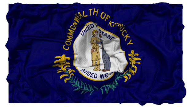 State of Kentucky Flag Waves with Realistic Bump Texture, Flag Background, 3D Rendering png