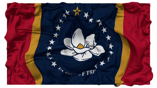 State of Mississippi Flag Waves with Realistic Bump Texture, Flag Background, 3D Rendering png