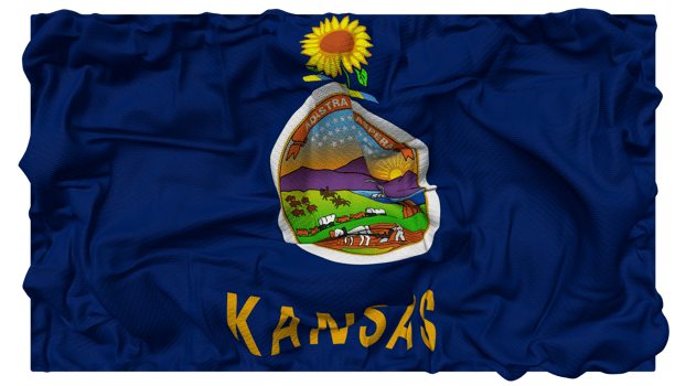 State of Kansas Flag Waves with Realistic Bump Texture, Flag Background, 3D Rendering png