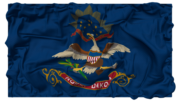 State of North Dakota Flag Waves with Realistic Bump Texture, Flag Background, 3D Rendering png