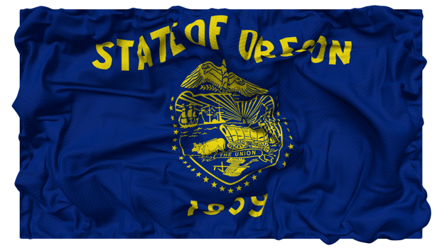 State of Oregon Flag Waves with Realistic Bump Texture, Flag Background, 3D Rendering png