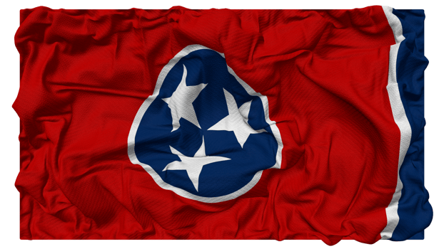 State of Tennessee Flag Waves with Realistic Bump Texture, Flag Background, 3D Rendering png