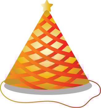 Squares Party Hat Golden And Orange Icon. vector