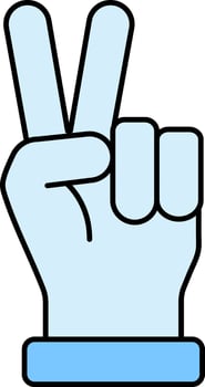 Peace Hand Icon In Blue Color. vector