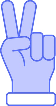 Peace Hand Icon In Blue And White Color. vector