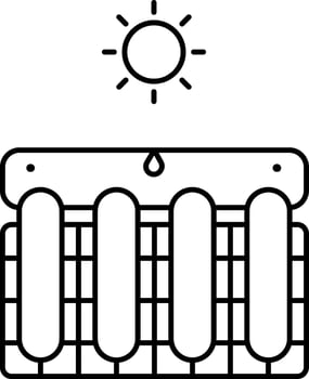 Solar Water Heater Line Art Icon in Flat Style. vector