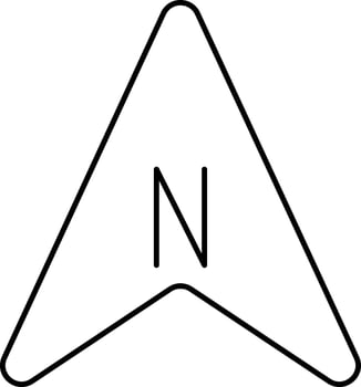 North Location Arrow Icon In Black Line Art. vector
