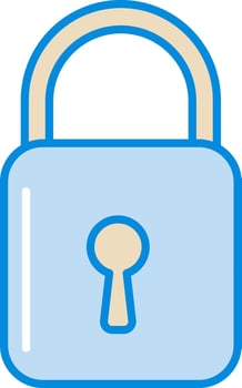 Padlock Icon In Blue And Yellow Color. vector