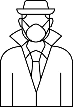 Detective Man Wearing Mask Icon In Linear Style. vector