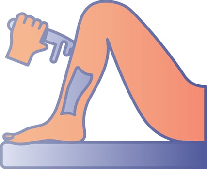 Illustration Of Waxing Over Leg Icon In Blue And Orange Color. vector