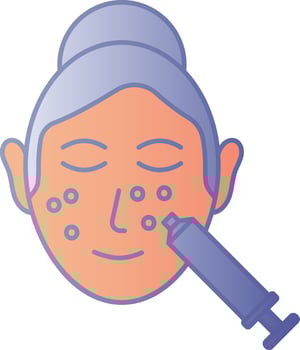 Blue And Orange Face Pimple Treatment Icon. vector