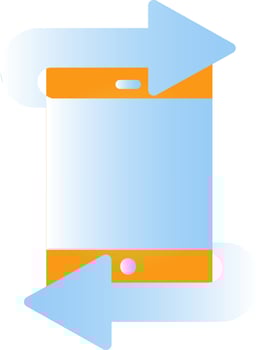 Exchange Or Transfer In Mobile Screen Blue And Orange Gradient Icon. vector