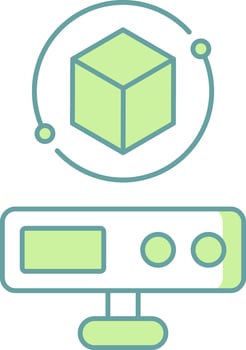 Virtual Projector Icon In Green And White Color. vector