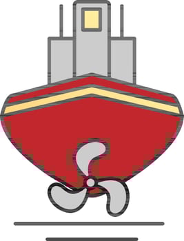 Ship Icon Or Symbol In Red And Gray Color. vector