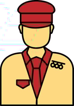 Sailor Or Captain Character Icon In Red And Yellow Color. vector