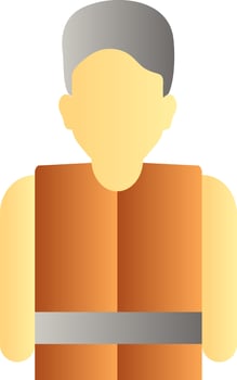 Man Wear Protective Vest Icon In Brown And Yellow Color. vector