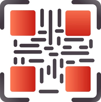 Red And Grey QR Code Flat Icon Or Symbol. vector