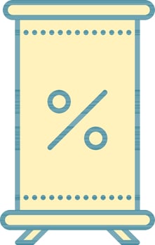 Discount Banner Stand Icon In Yellow Color. vector