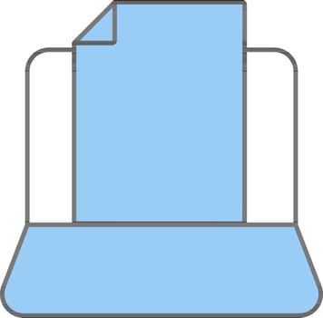 File In Laptop Screen Blue And White Icon. vector