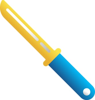Blue And Yellow Dive Knife Icon Or Symbol. vector