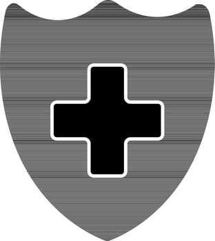 Medical Shield Icon In black and white Color. vector
