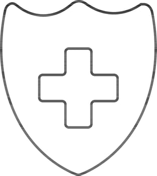 Medical Shield Icon In Black Outline. vector