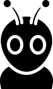 Alien Icon In black and white Color. vector