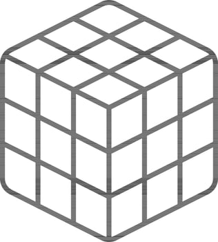 Rubik Cube Flat Icon In Black Thin Line. vector