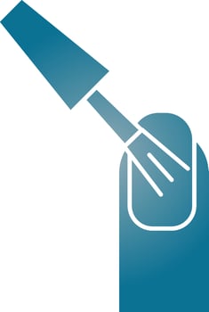 Applying Nail Paint Icon In Blue Color. vector