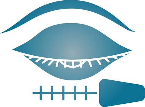 Blue Illustration Of Eyelash And Mascara Icon. vector