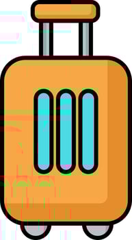 Trolley Suitcase Flat Icon In Orange And Blue Color. vector