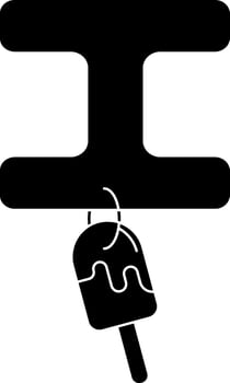Letter I For Ice cream Icon In black and white Color. vector