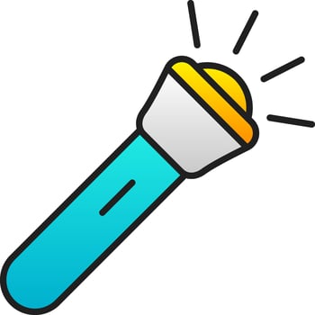 Blue And Yellow Electric Torch Flat Icon Or Symbol. vector