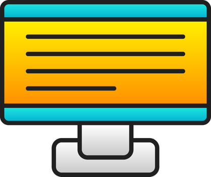 Gradient Yellow And Blue Desktop Screen Icon. vector