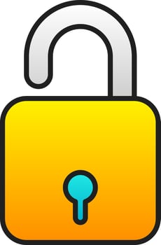 Lock Or Unblock Icon In Gradient Yellow And Blue Color. vector