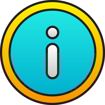 Gradient Blue And Yellow Info Button Icon In Flat Style. vector