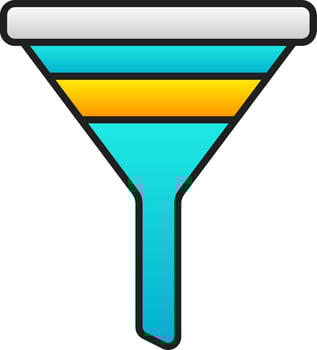 Filter Or Funnel Icon In Gradient Yellow And Blue Color. vector