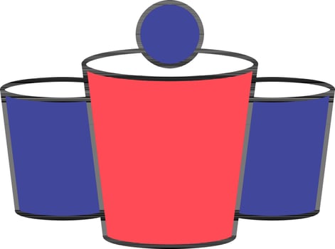 Beer Pong Icon In Blue And Red Color. vector