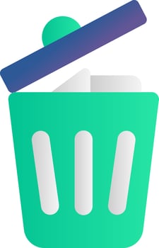 Trash Bin Blue And Green Icon In Flat Style. vector