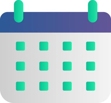 Flat Style Calendar Green And Blue Icon. vector