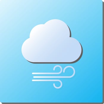 Paper Wind Cloud Square Icon In Blue And White Color. vector
