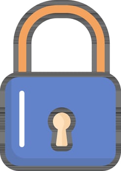 Orange And Blue Lock Icon In Flat Style. vector