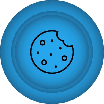 Cookies Symbol On Circle Background Icon In Blue Color. vector