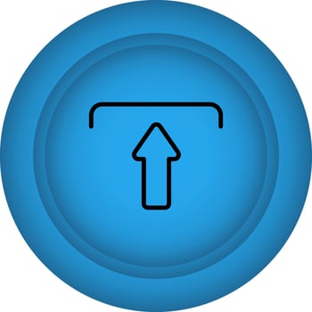 Blue Up Arrow Symbol Button Icon In Flat Style. vector