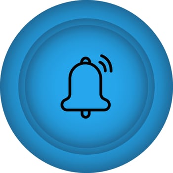 Flat Style Bell Button Blue Icon Or Symbol. vector